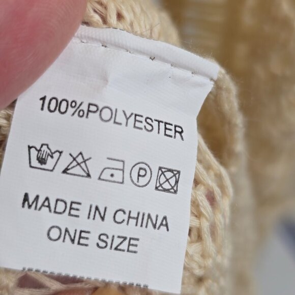 Women's Boho Canary Yellow Crochet Open Knit V Nech Poncho Swim Beach Cover - Picture 10 of 11